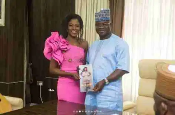 BBNaija Star, Debie-Rise Visits Kogi State Governor, Plays Her Guitar For Him (Photos)